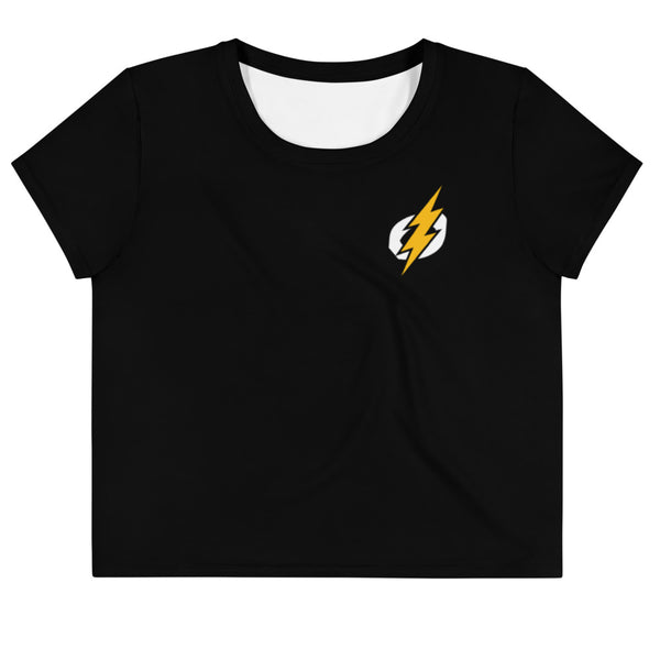Logo Crop Top (Black Shirt, Yellow/White Logo)