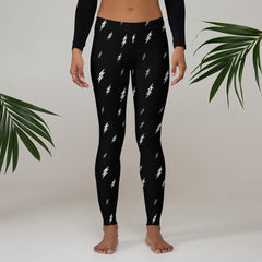 Women's Floating Bolt Leggings (Black Leggings, White Bolts)