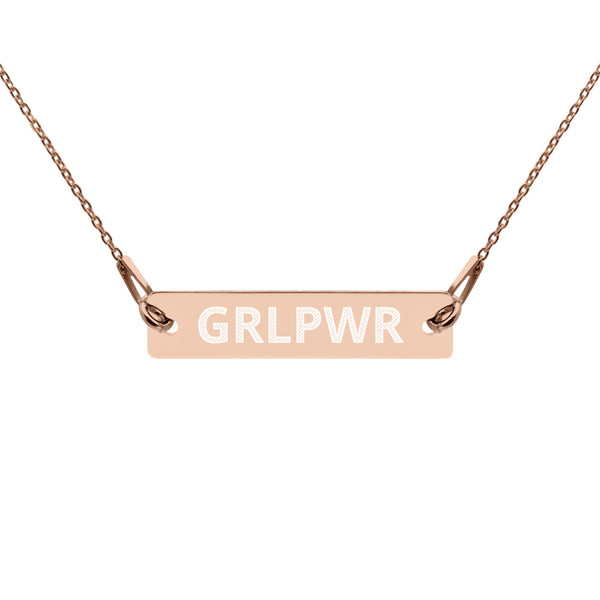 GRLPWR Engraved Silver Bar Chain Necklace