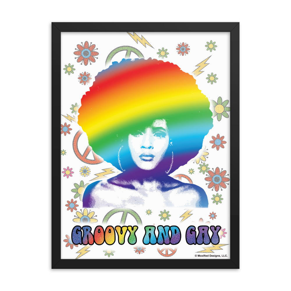 Groovy and Gay Framed (Rainbow, 18 x 24)