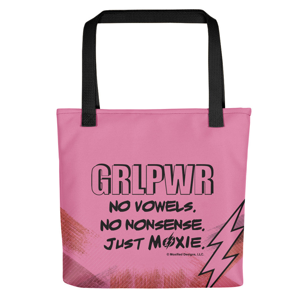 GRLPWR Tote (Pink Bag, Black Design)