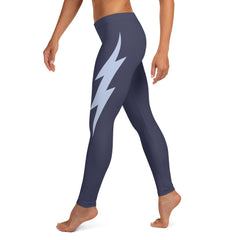 Deep Blue Side Bolt Women's Leggings (Deep Blue Leggings, Light Blue Bolt)