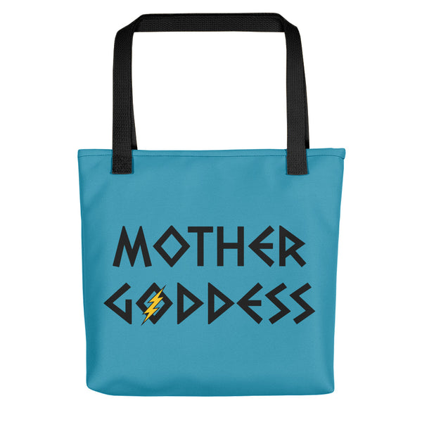 Mother Goddess Tote (Blue Bag, Black/Yellow Design)