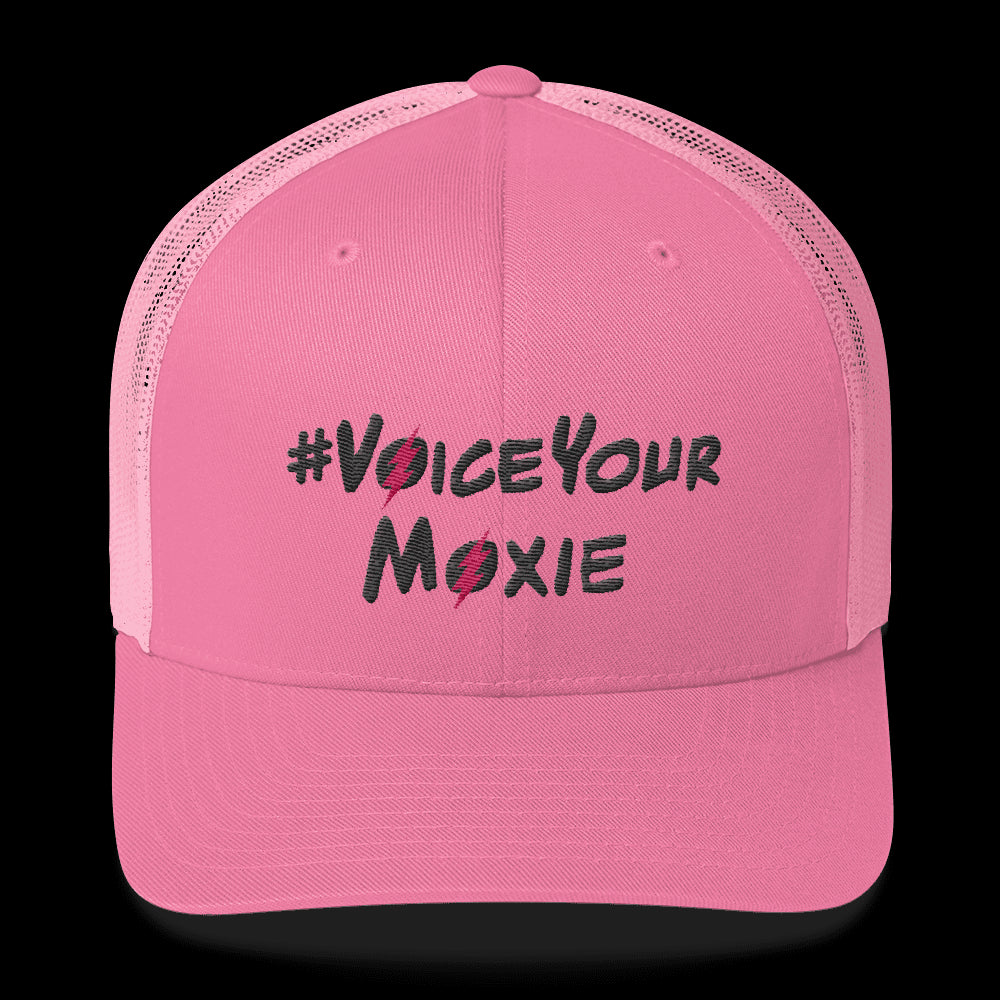 Trucker Cap - #VoiceYourMoxie Black/Pink Bolt